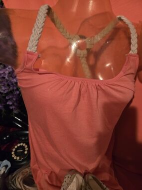 Lagaci Coral Pink Braided-Strap Tank Top